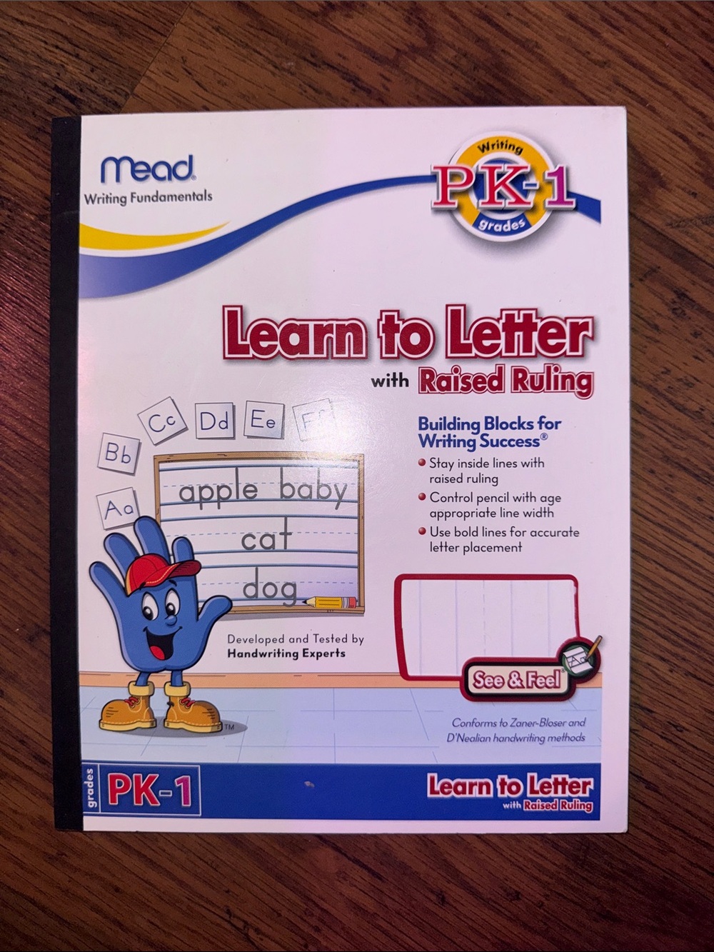 Mead PK-1 Learn to Letter Workbook with Raised Ruling C1.RBk.M